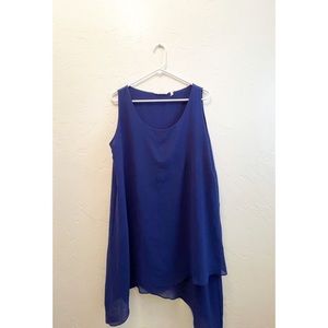 Soft Surroundings Blue Asymmetric Sleeveless Top Size Large
